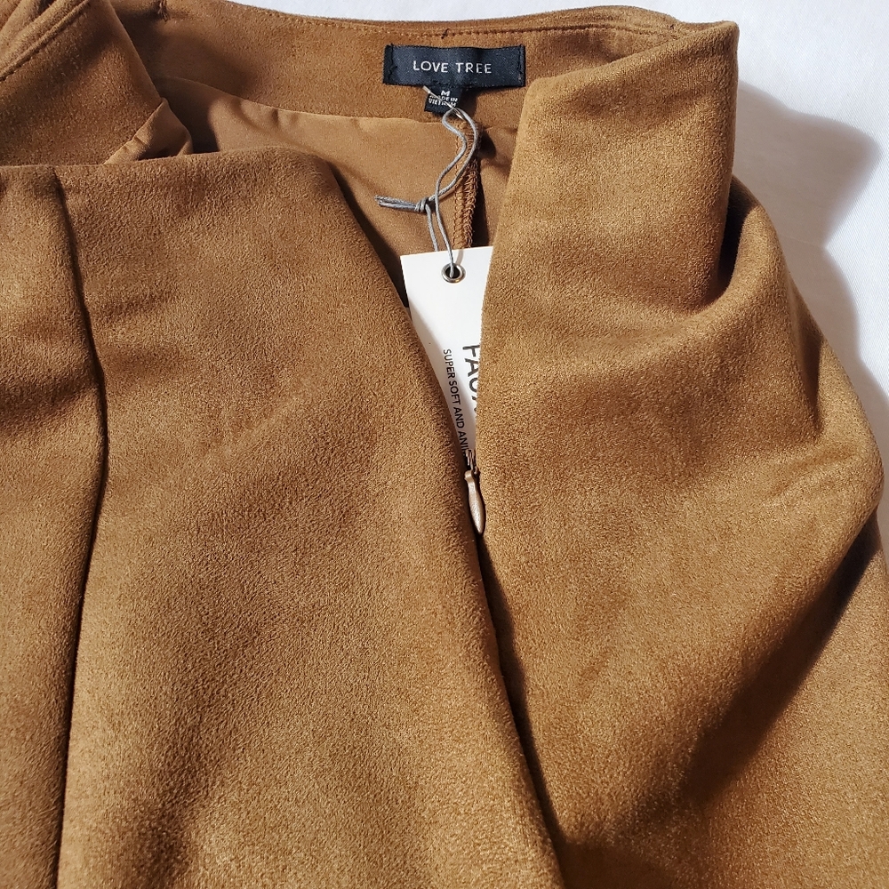 Love Tree Faux Suede Skort Brown Mini Skirt Shorts Size M / L NWT - Picture 4 of 6